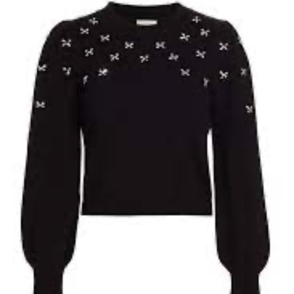 Cami NYC 100% Merino Wool Lulie Sweater With Crystal Bow Details - Picture 2 of 14